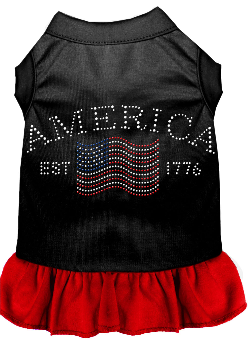 Classic America Rhinestone Dress Black with Red XL